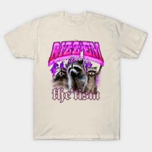 Rizz Em With The Tism Retro Shirt, Vintage Funny Raccoon Graphic Shirt, Autism Awareness, Raccoon Meme T-Shirt